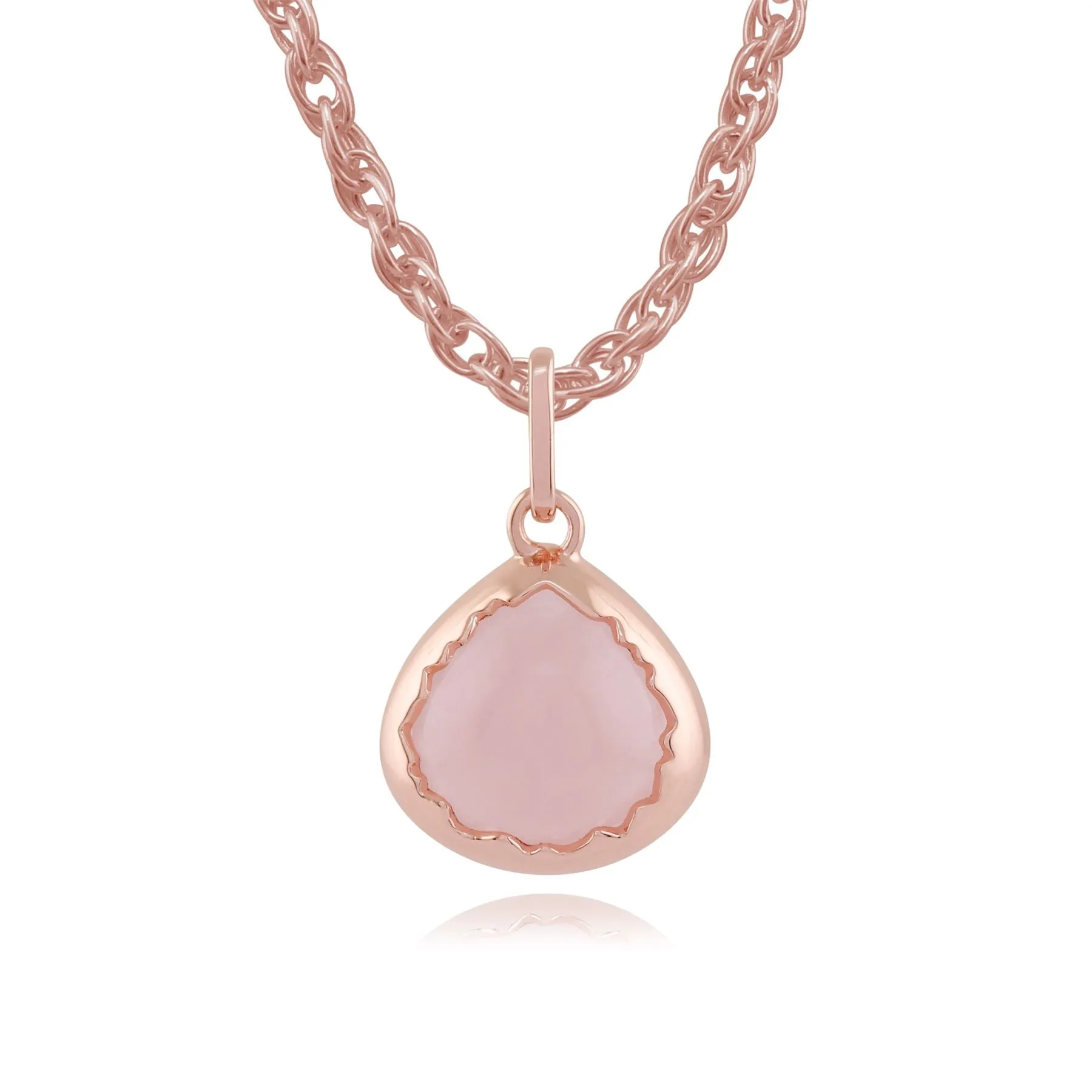 Rose Quartz "Diantha" Pastell Anhänger Halskette in 9ct Rosen Gold Beschichtet Sterlingsilber