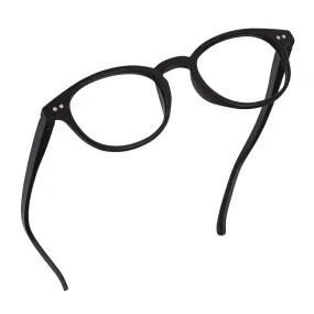 Round-Blue-Light-Blocking-Reading-Glasses-Black-3-75-Magnification-Computer-Glasses