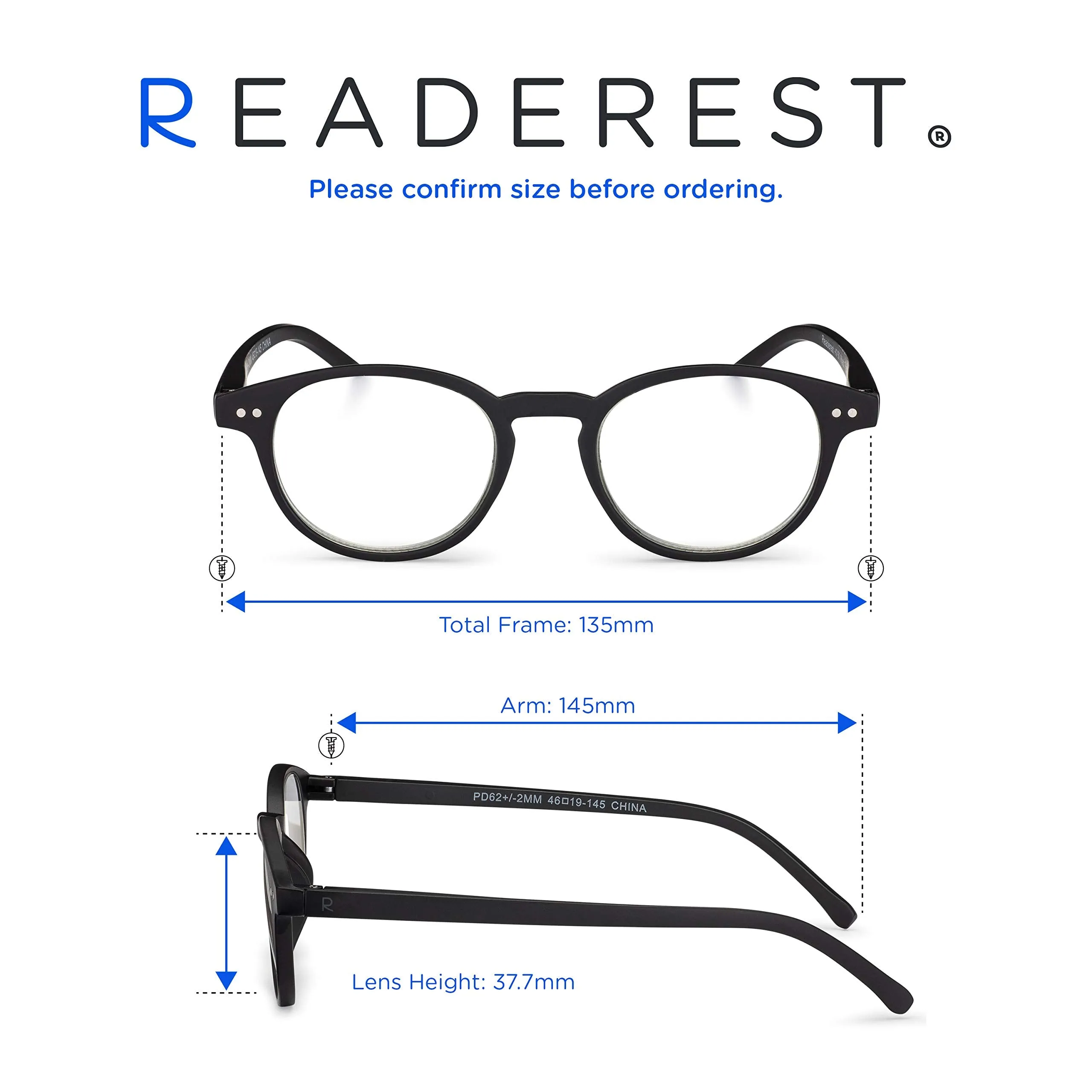 Round-Blue-Light-Blocking-Reading-Glasses-Black-3-75-Magnification-Computer-Glasses