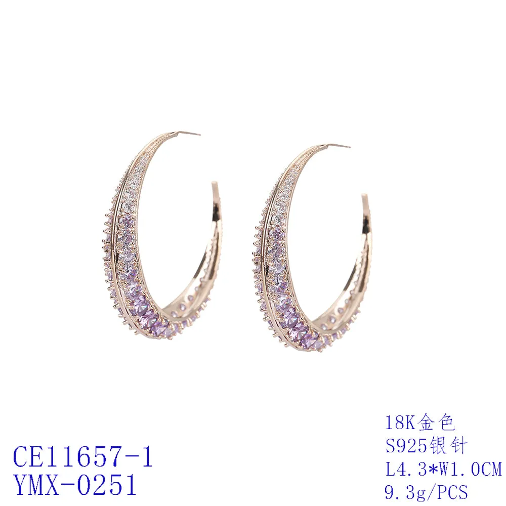 Round Cubic Zircon Dangle Wedding Earring, Women Girl Accessories Jewelry CE11657