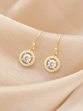 Rubans 925 Sterling Silver Gold-Plated Zircon Classic Studs Drop Earrings