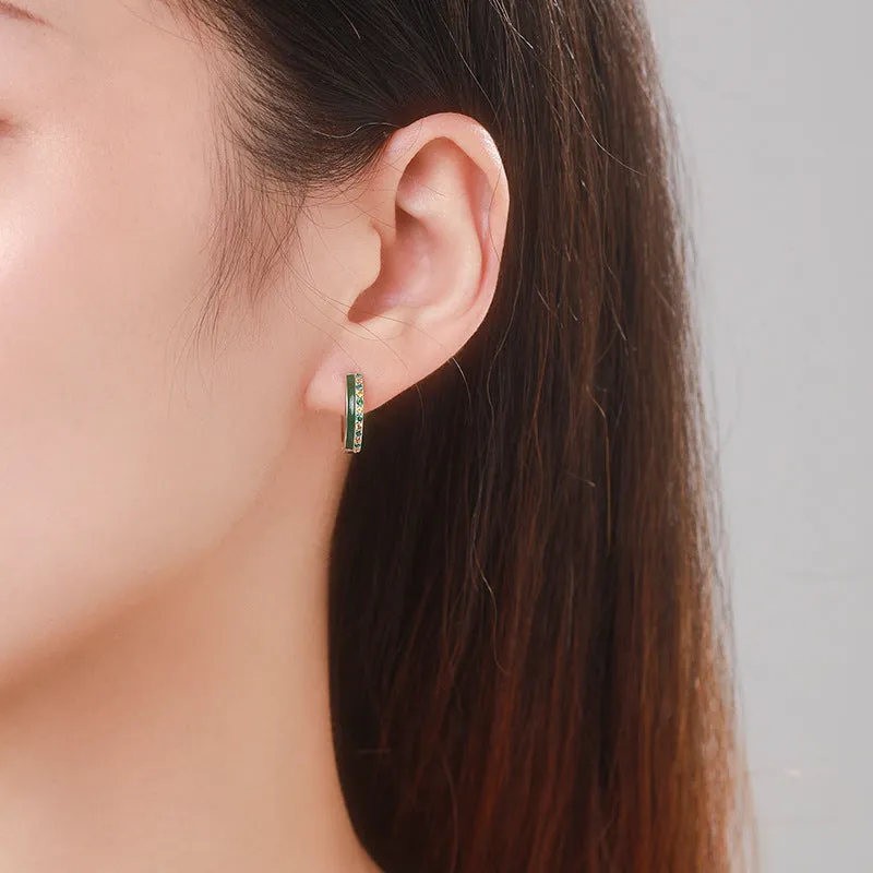 S925 Sterling Silver Drop Glue Colored Zircon Earrings in Japan and South Korea Fashion Style