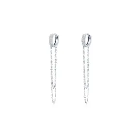 S925 Sterling Silver Long Tassel Earrings with Zircon Gems