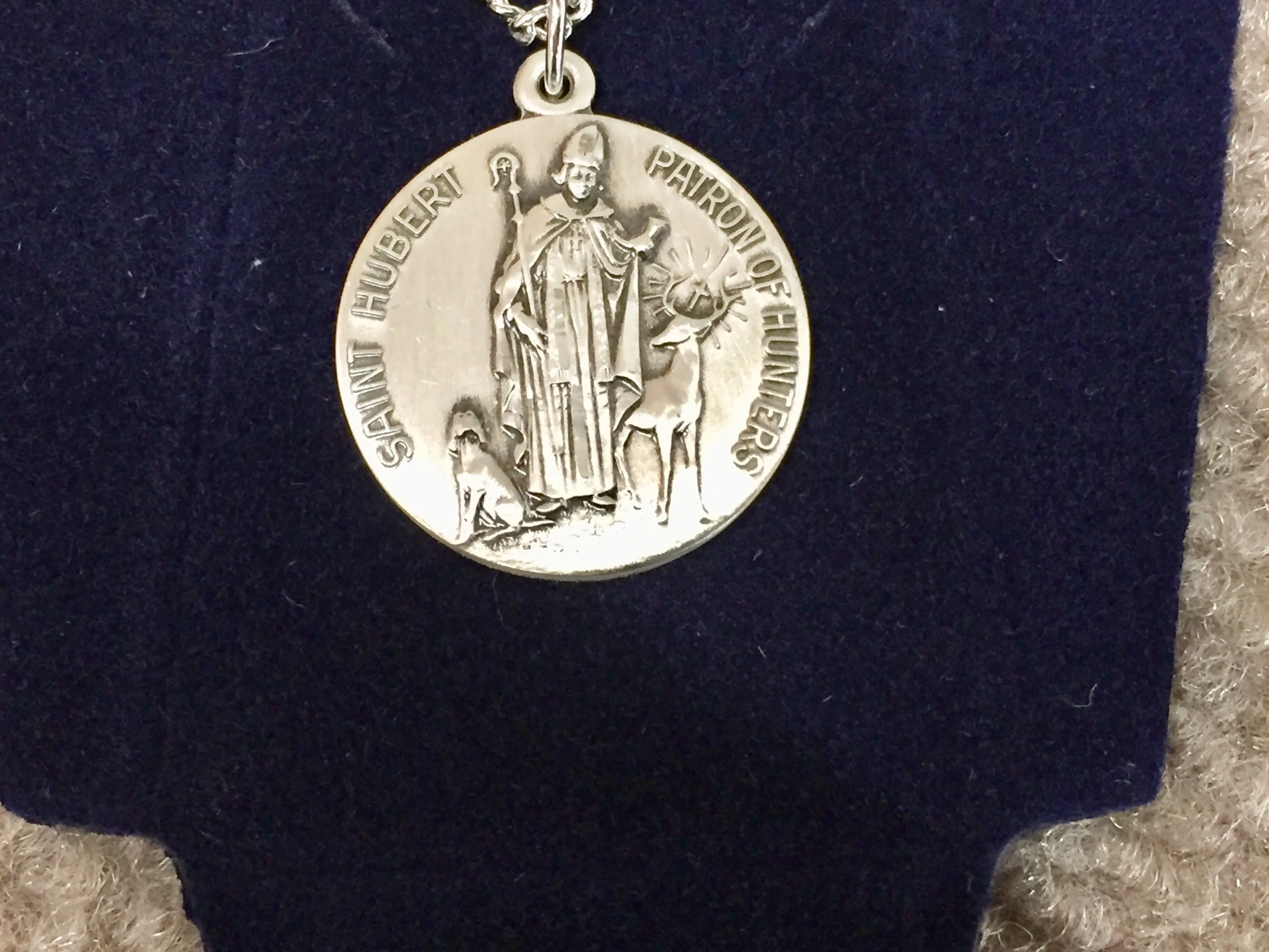 Saint Hubert Silver Pendant With 24 Inch Silver Chain Religious