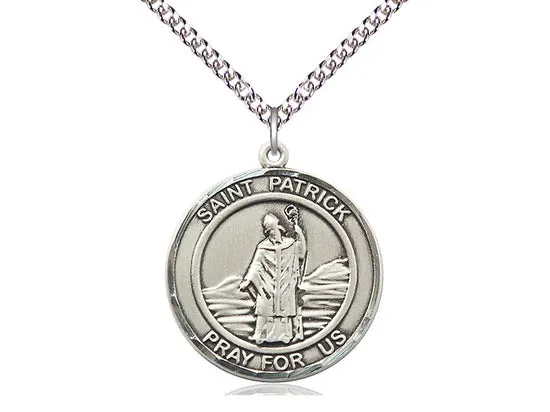 Saint Patrick Silver Medal With Chain Religious