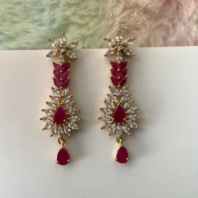 Salvanity American Diamond Golden Earrings - सुरुचि Elegance - Gold Plated