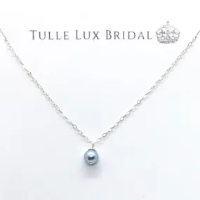 Satin Blue Pearl Bridesmaid Necklace