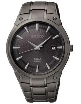 Seiko Mens Solar Dress Watch -Sunray Dial - Black - Gun Metal TiCN Finish