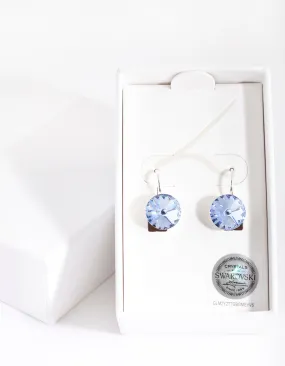 Silver & Blue Diamond Simulant Drop Earrings