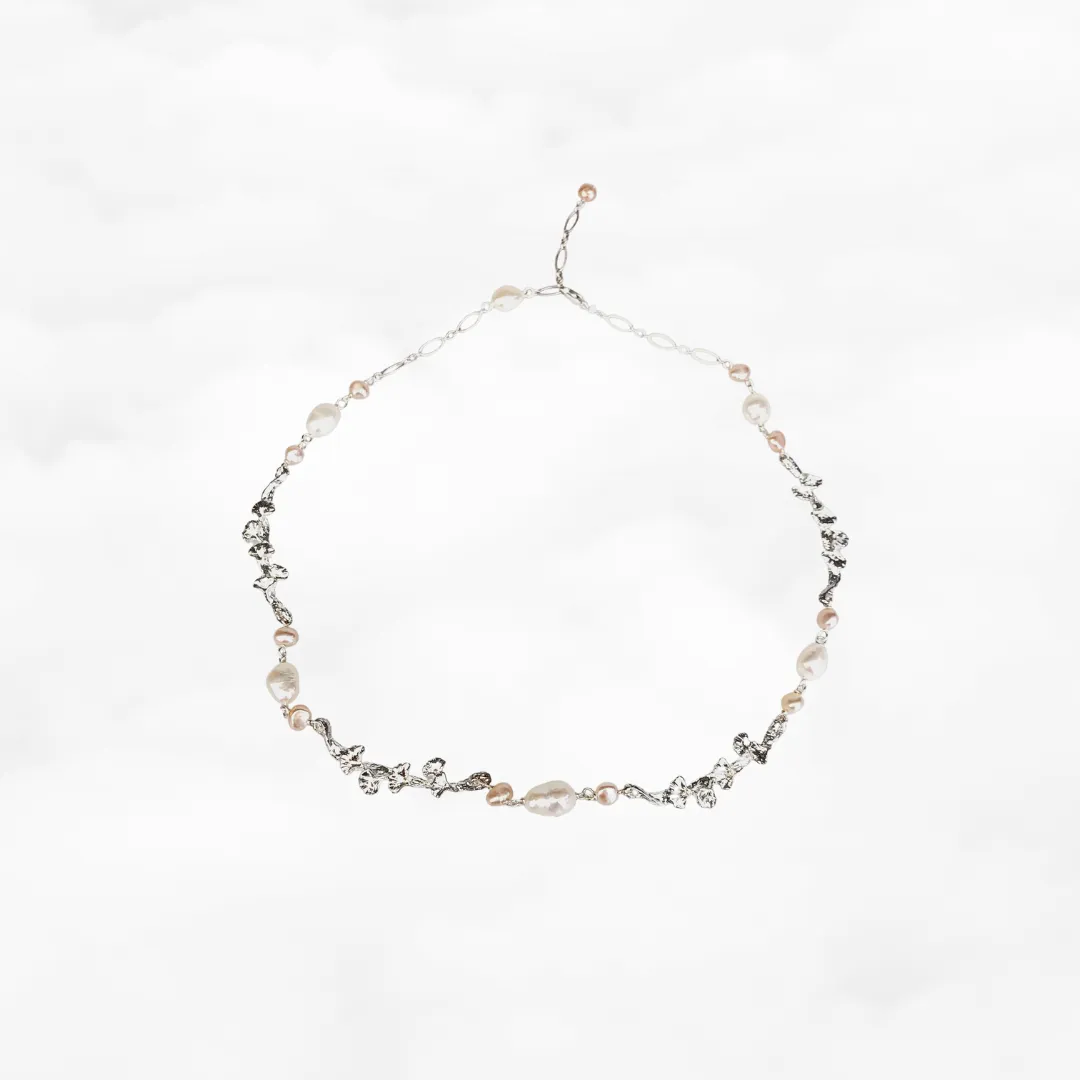 Silver Vine Pearl Necklace