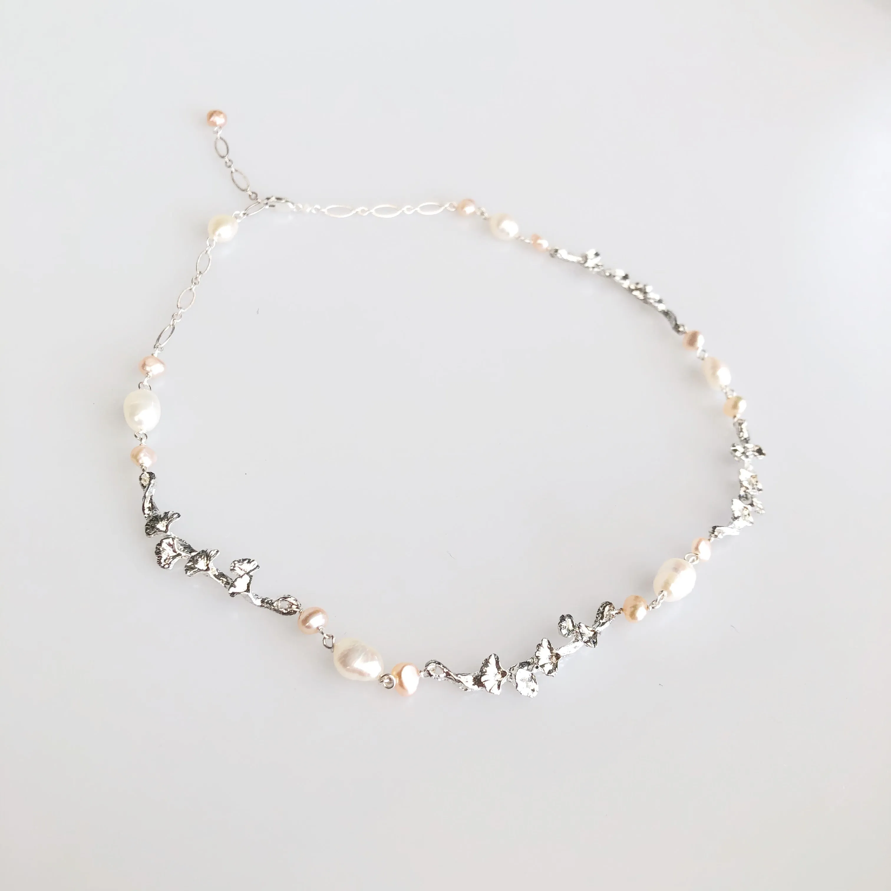 Silver Vine Pearl Necklace