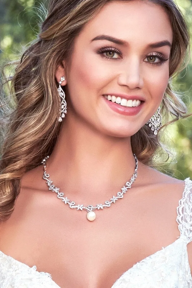 Silvia Cubic Zirconia and Pearl Necklace