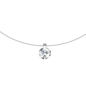 Single Prong Round Diamond Pendant Necklace