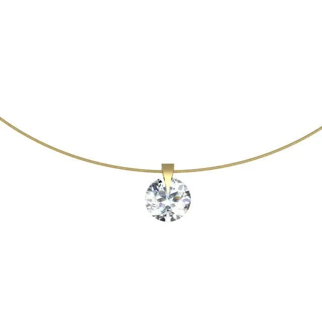 Single Prong Round Diamond Pendant Necklace