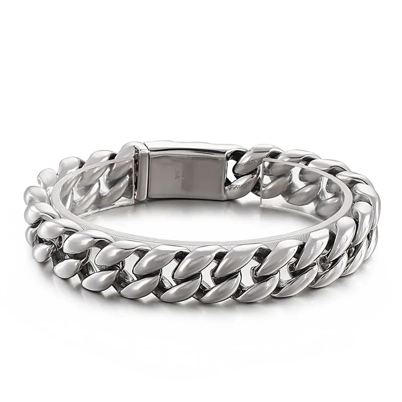 Sleek and Bold 18k Titanium Steel Men's Bracelet with Vacuum Electroplating