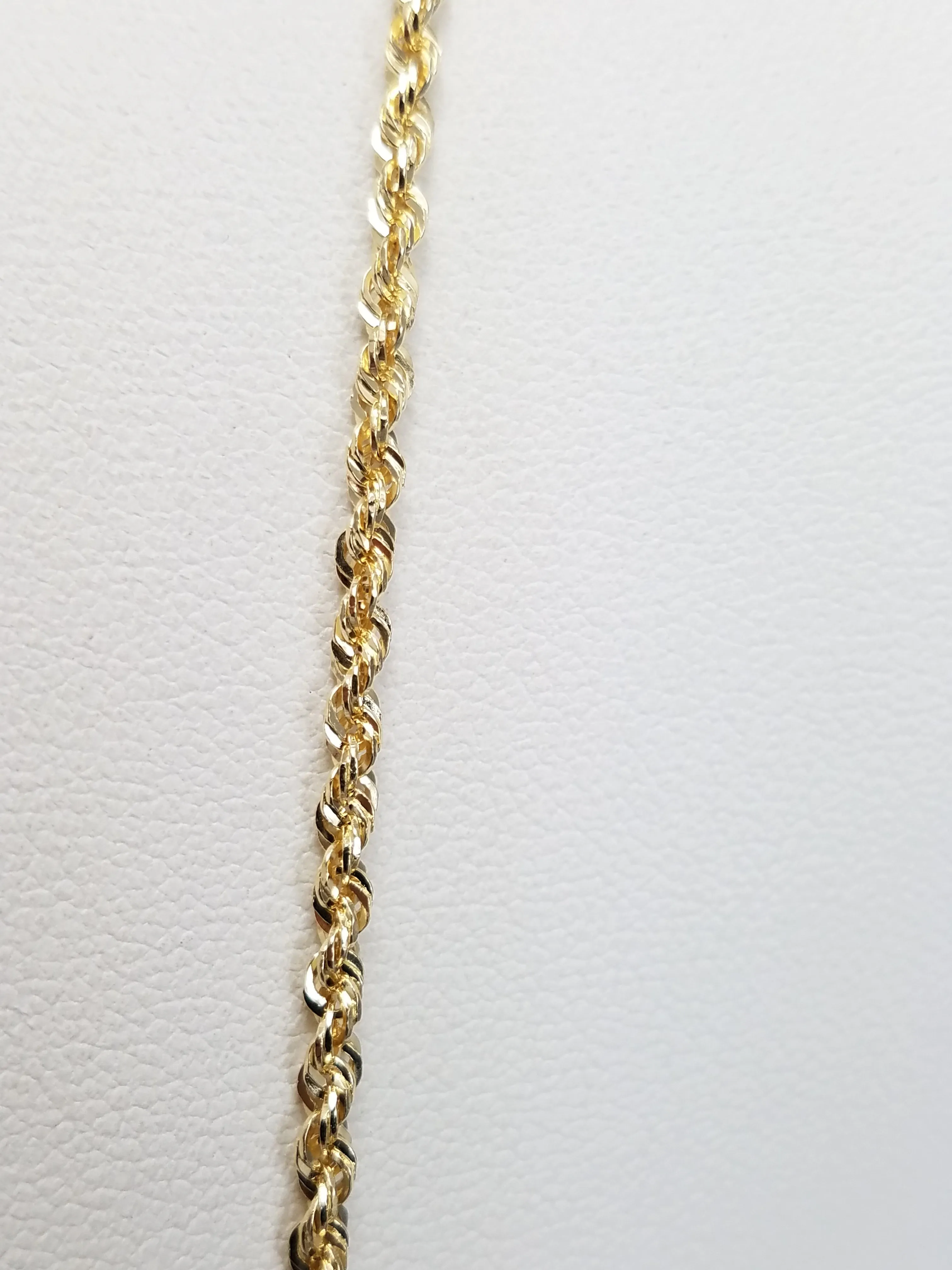 Solid 14k Yellow Gold Diamond Cut Rope Chain 18" Necklace - NEW!