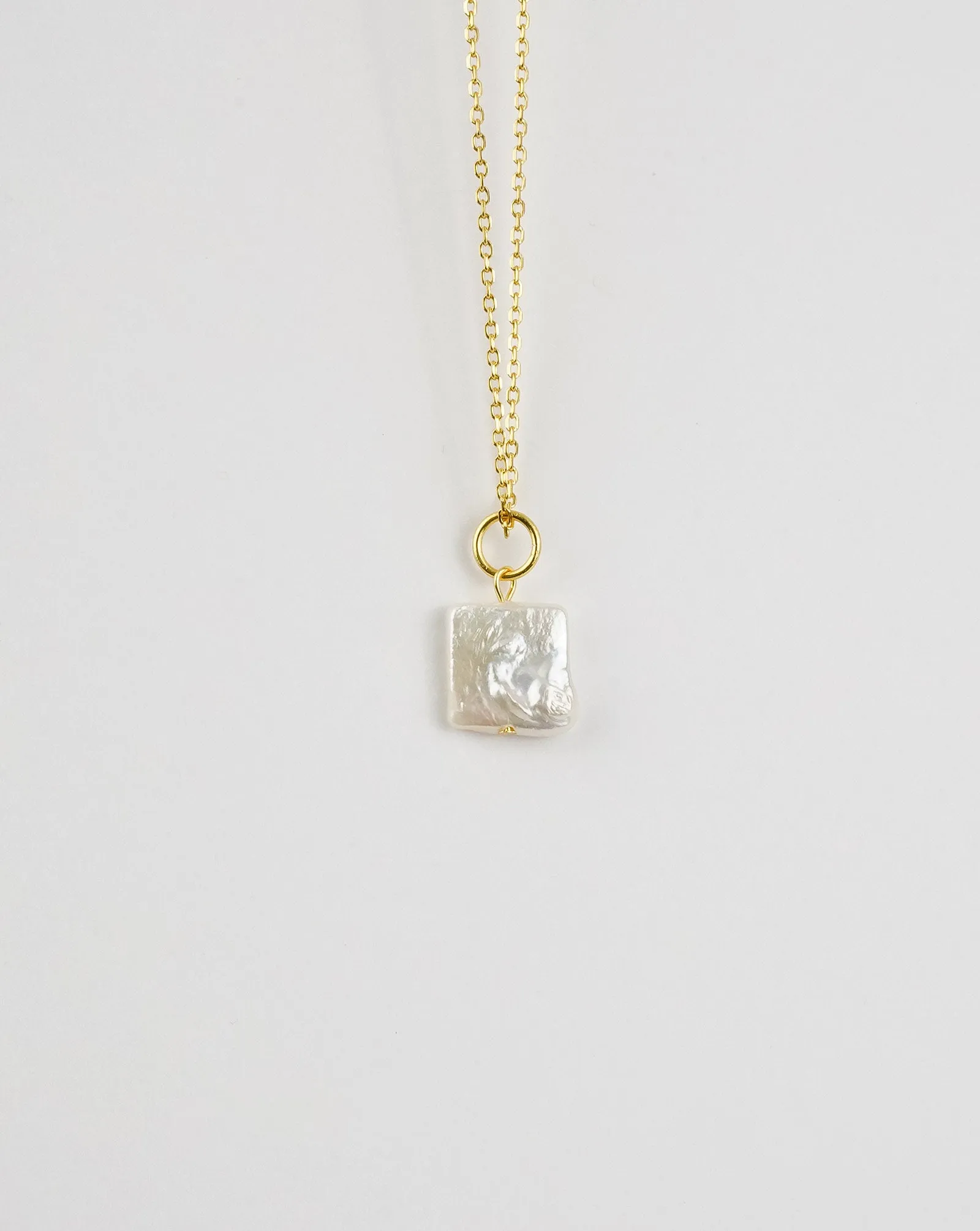 Square Pendant Pearl Necklace