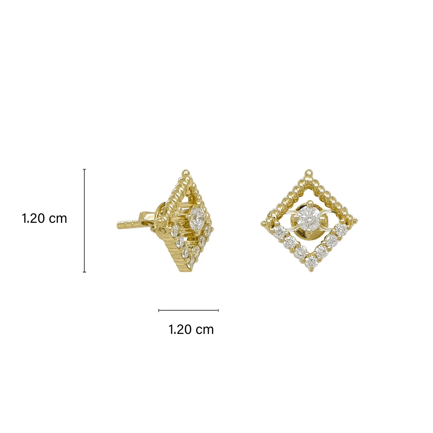 Square Round Diamond Earrings