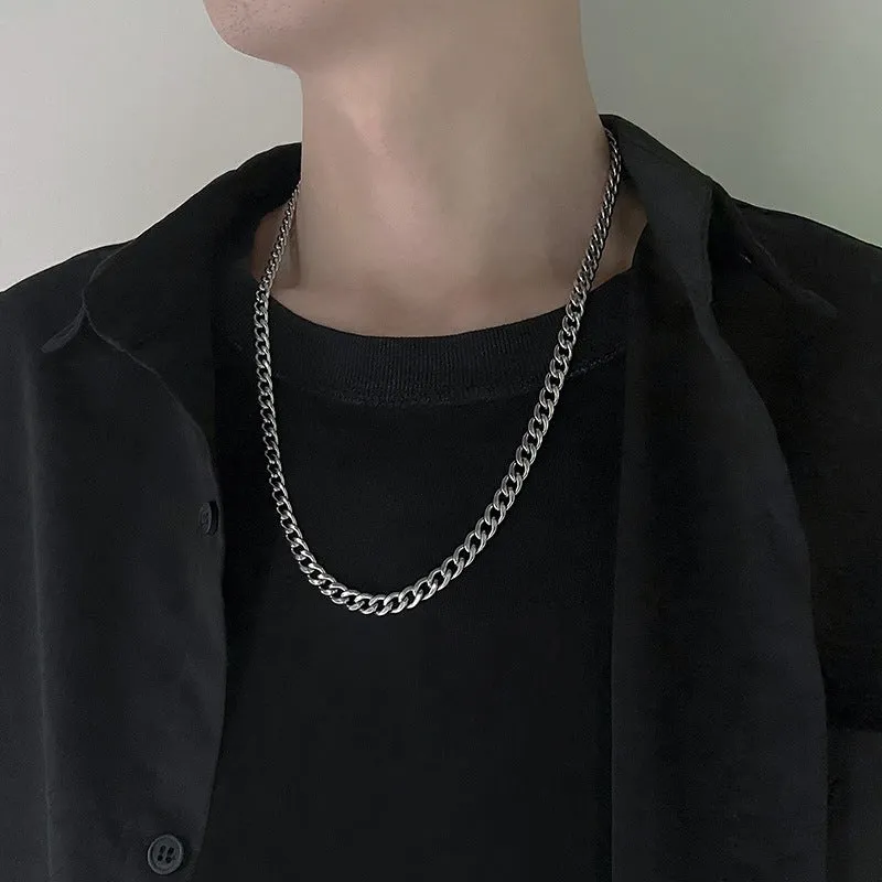 Stainless Steel Chain Necklace Women's Men's Long Hip Hop Necklace