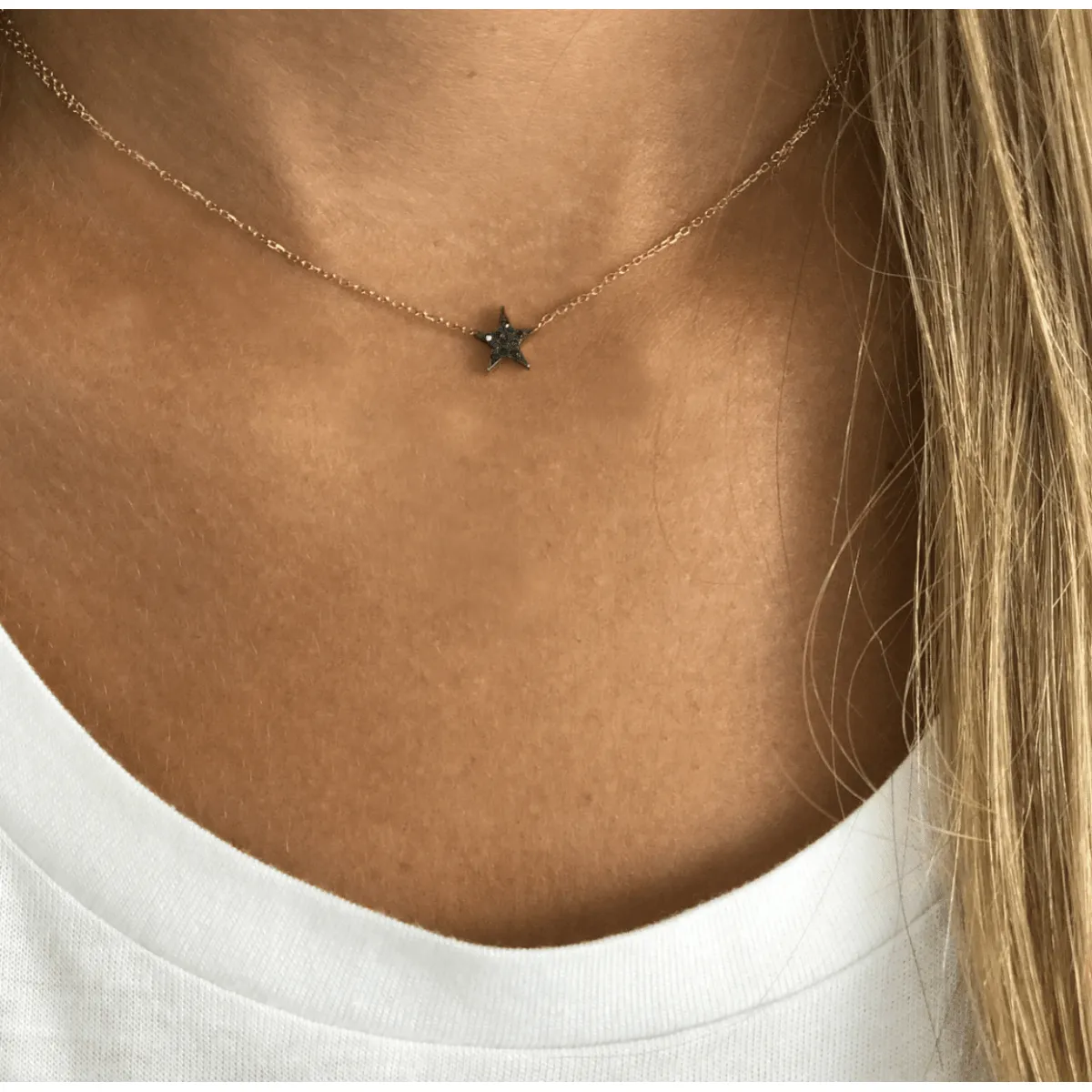 Star Necklace- 14K Gold with Diamond