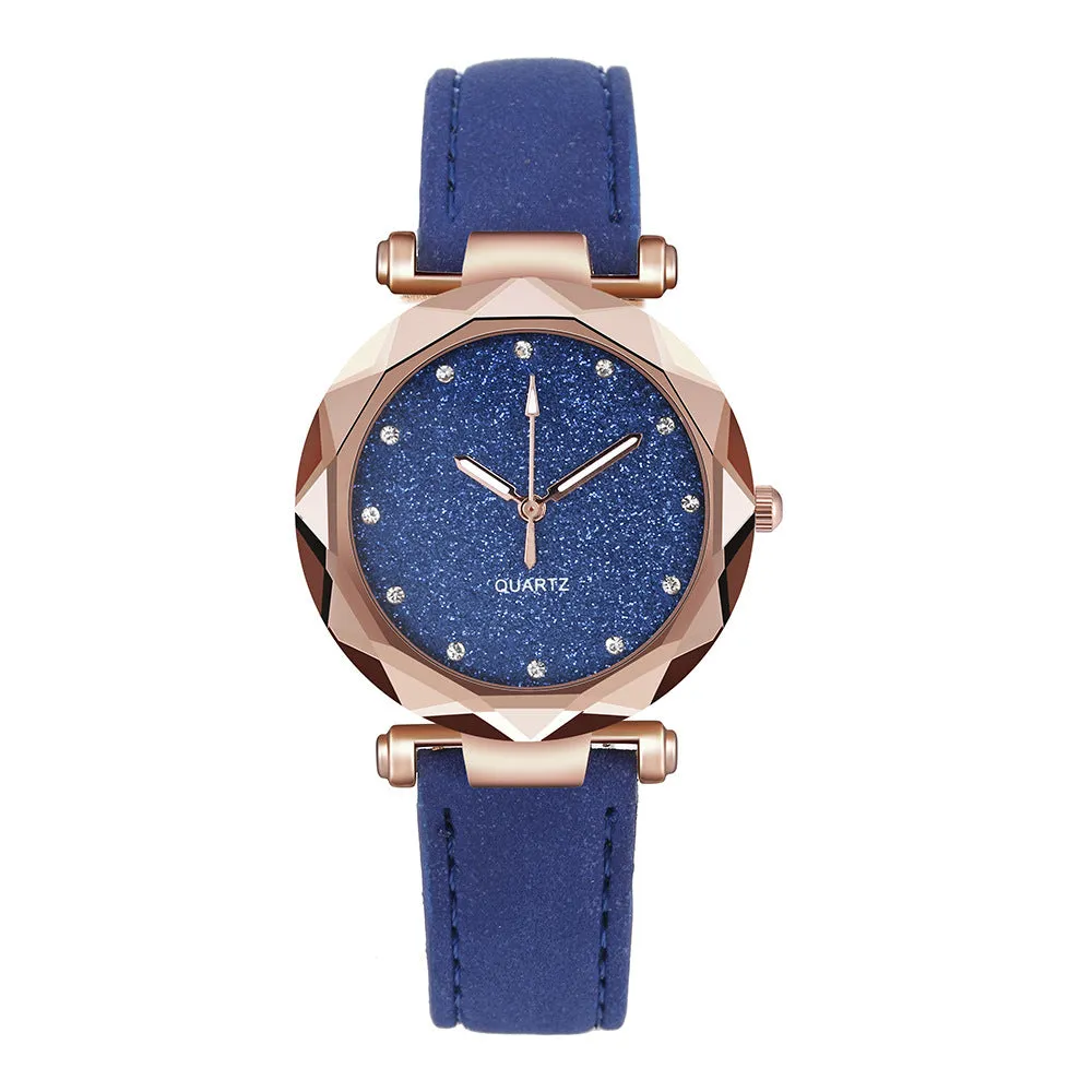 Starry Sky Silver Pink Watch Women's Frosted Belt Quartz Watch Watch