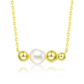 Sterling Silver 14K Gold Plated and 6MM freshwater Pearl Necklace