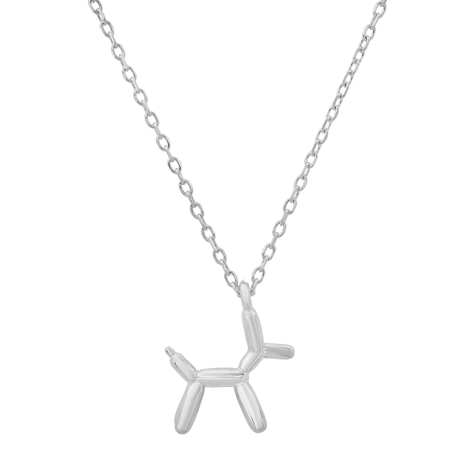 Sterling Silver Balloon Dog Pendant Necklace