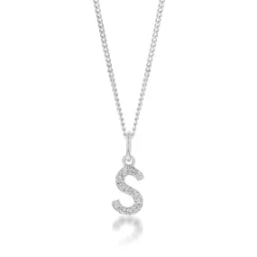 Sterling Silver Cubic Zirconia Initial "S" Pendant