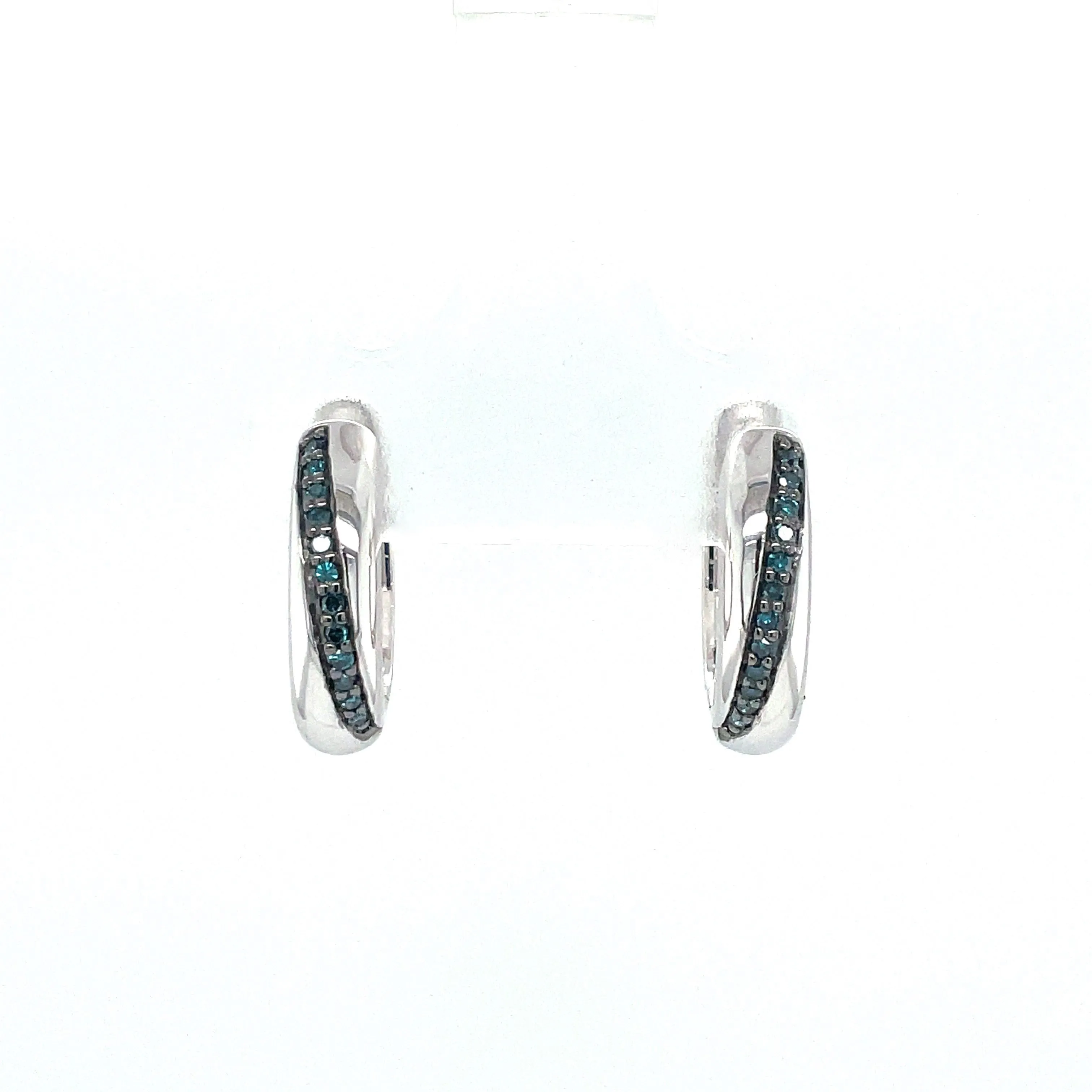 Sterling Silver Earrings with Blue Diamonds