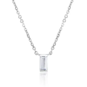 Sterling Silver Rhodium Plated White Cubic Zirconia Pendant on 40 5cm Chain