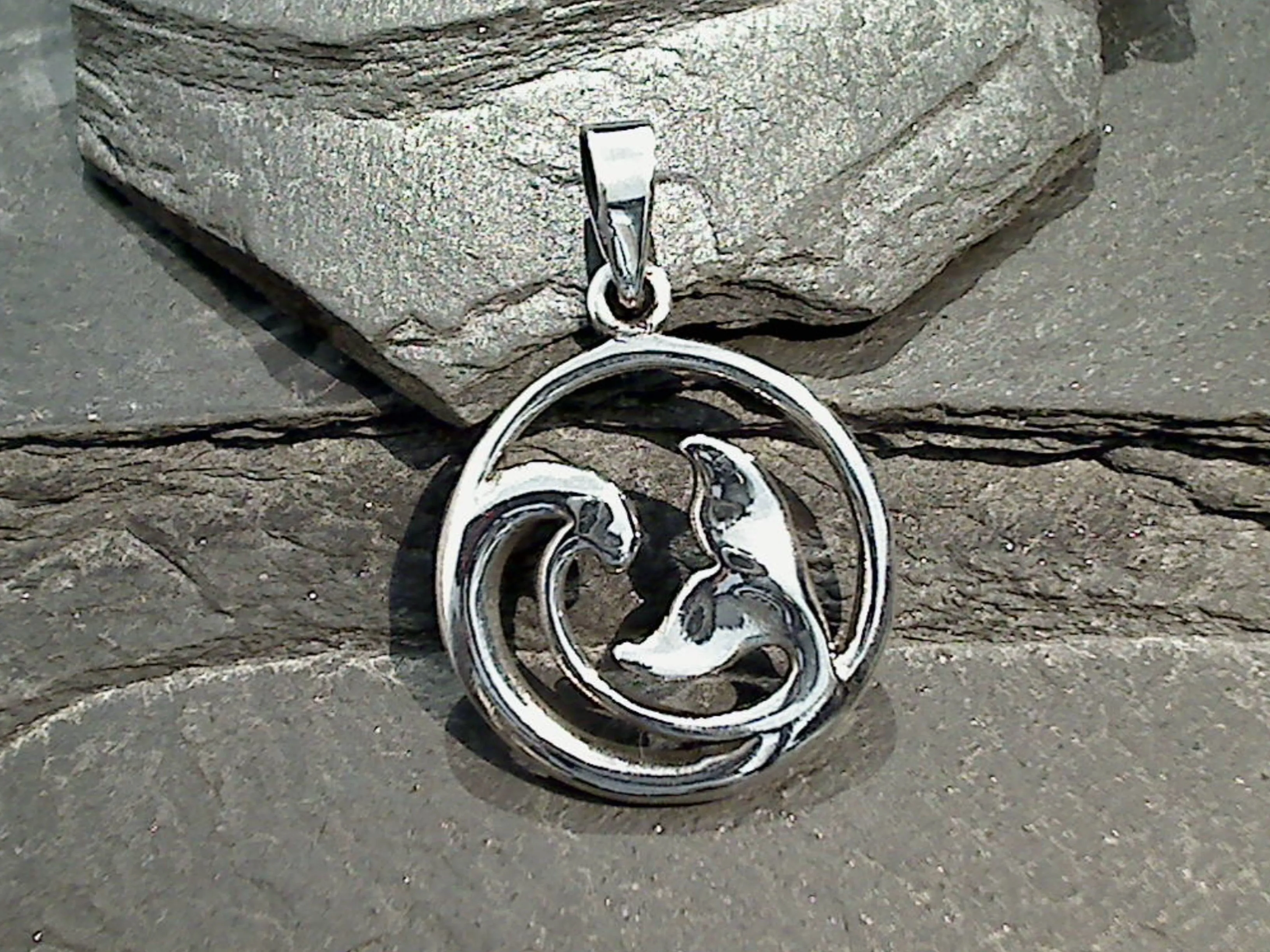 Sterling Silver Wave And Whale Tail Pendant