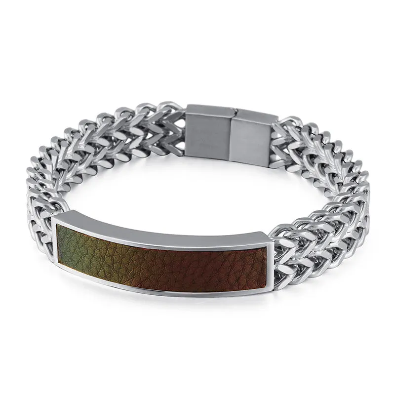 Stylish Men's Titanium Steel Bracelet with Electroplated Gold Finish - Trendy Curved Design for Fashionable Men