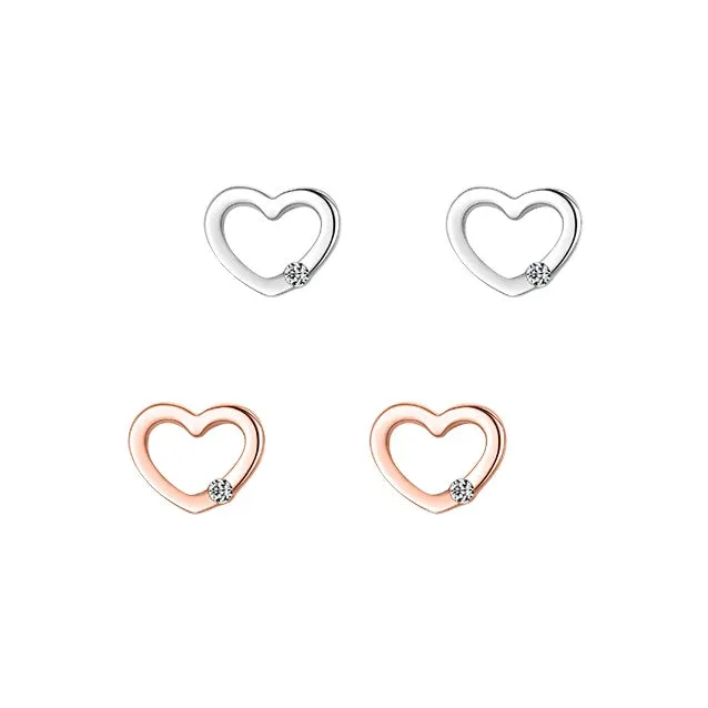 Stylish Sterling Silver Zircon Heart-shaped Earrings for Women