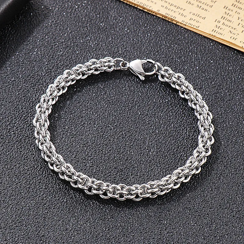 Stylish Titanium Steel Multi-Ring Bracelet for Men - Wholesale European and American Design