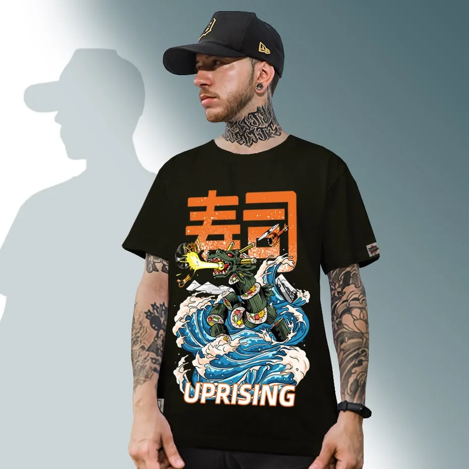 Sushi Attack Counterattack Food Attack Uprising Japanese Street Trend Original Hip Hop Punk Men's Short Sleeve T-shirt