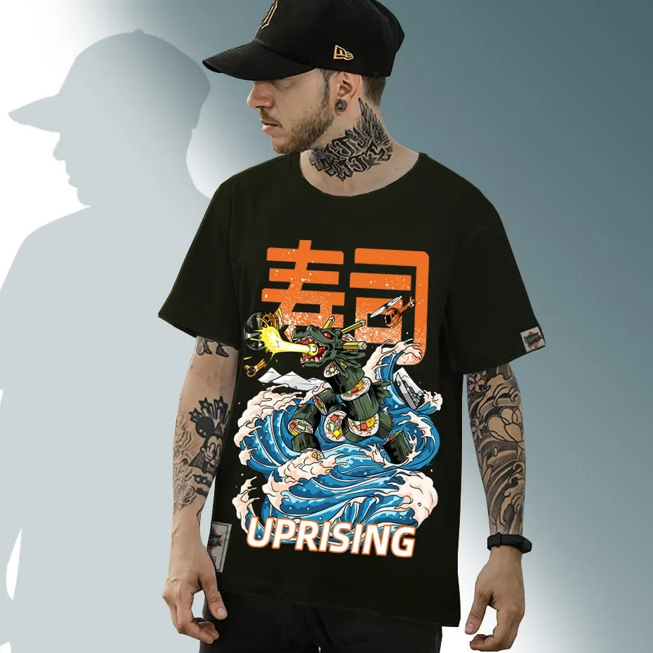 Sushi Attack Counterattack Food Attack Uprising Japanese Street Trend Original Hip Hop Punk Men's Short Sleeve T-shirt