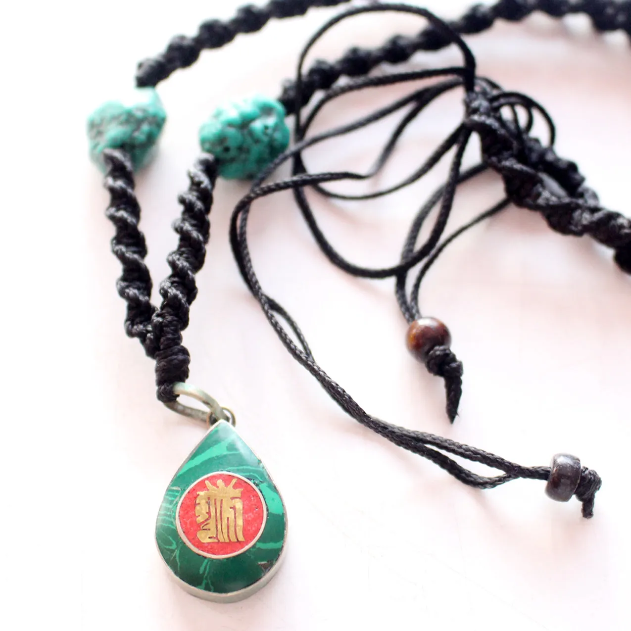 Tear Drop Green Kalachakra Pendant