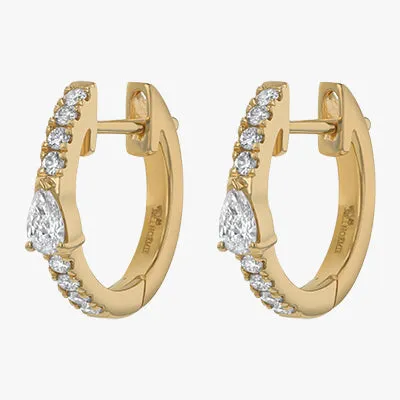 The Huggie with Pear Diamond Earrings