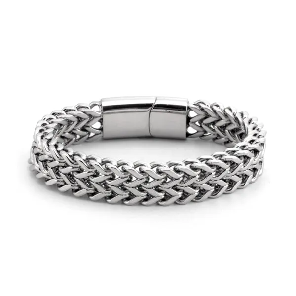 Titanium Steel Double Layer Bracelet with Magnet Clasp 磁鐵扣鈦鋼雙層手鍊 (KJBR16025)