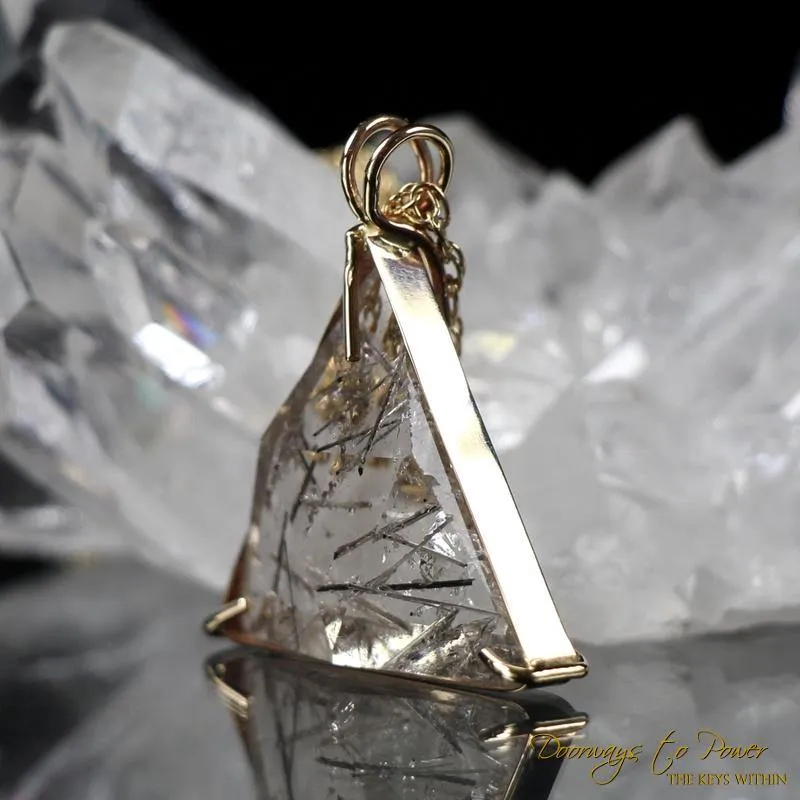 Tourmalinated Quartz Vogel Star of David Crystal Pendant 14k