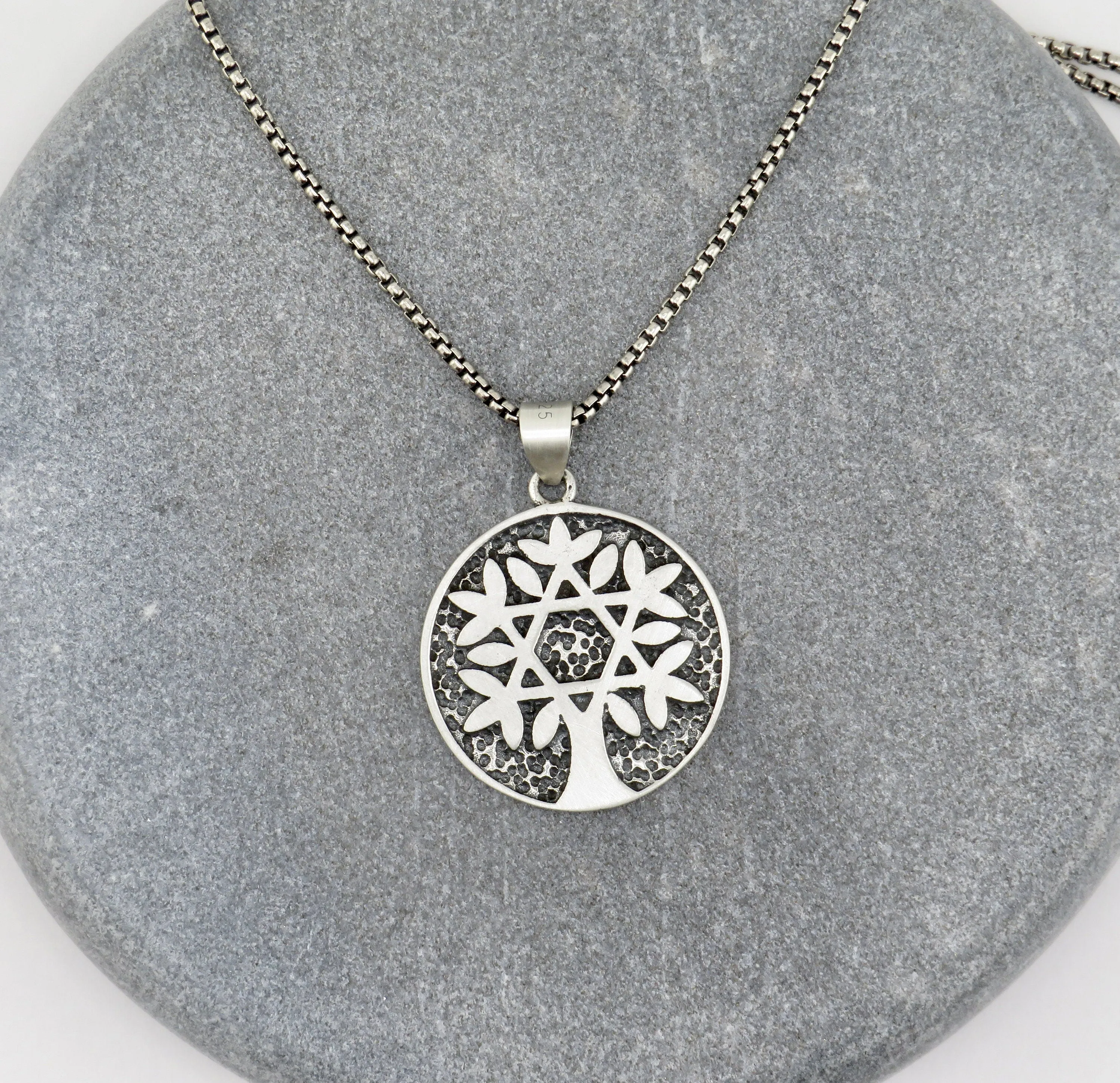 Tree of Life Star of David Medallion Necklace