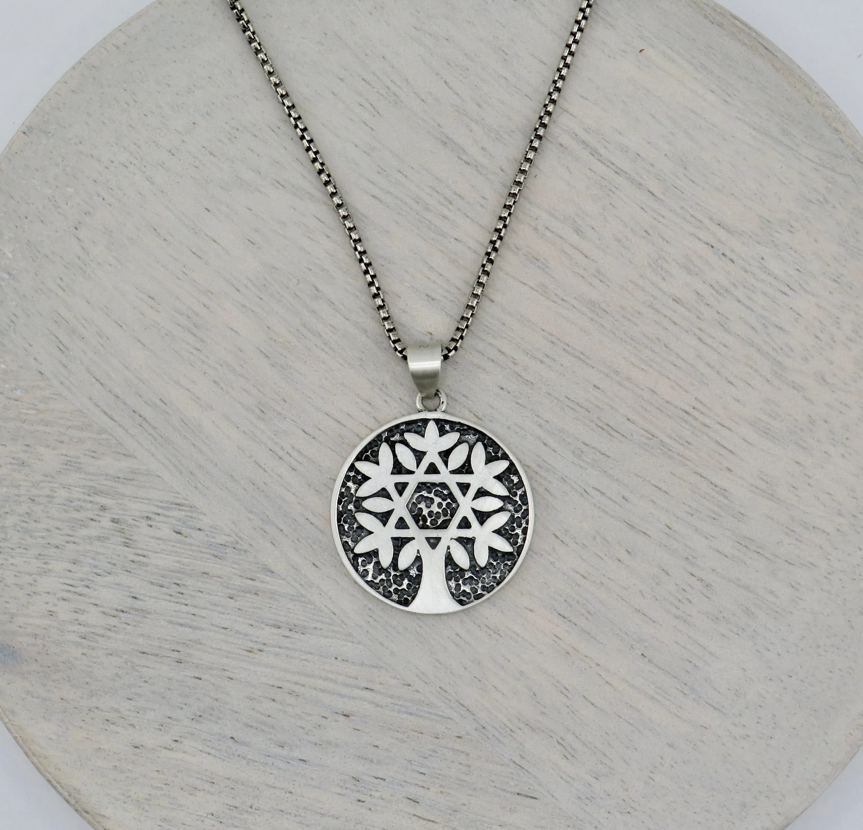 Tree of Life Star of David Medallion Necklace