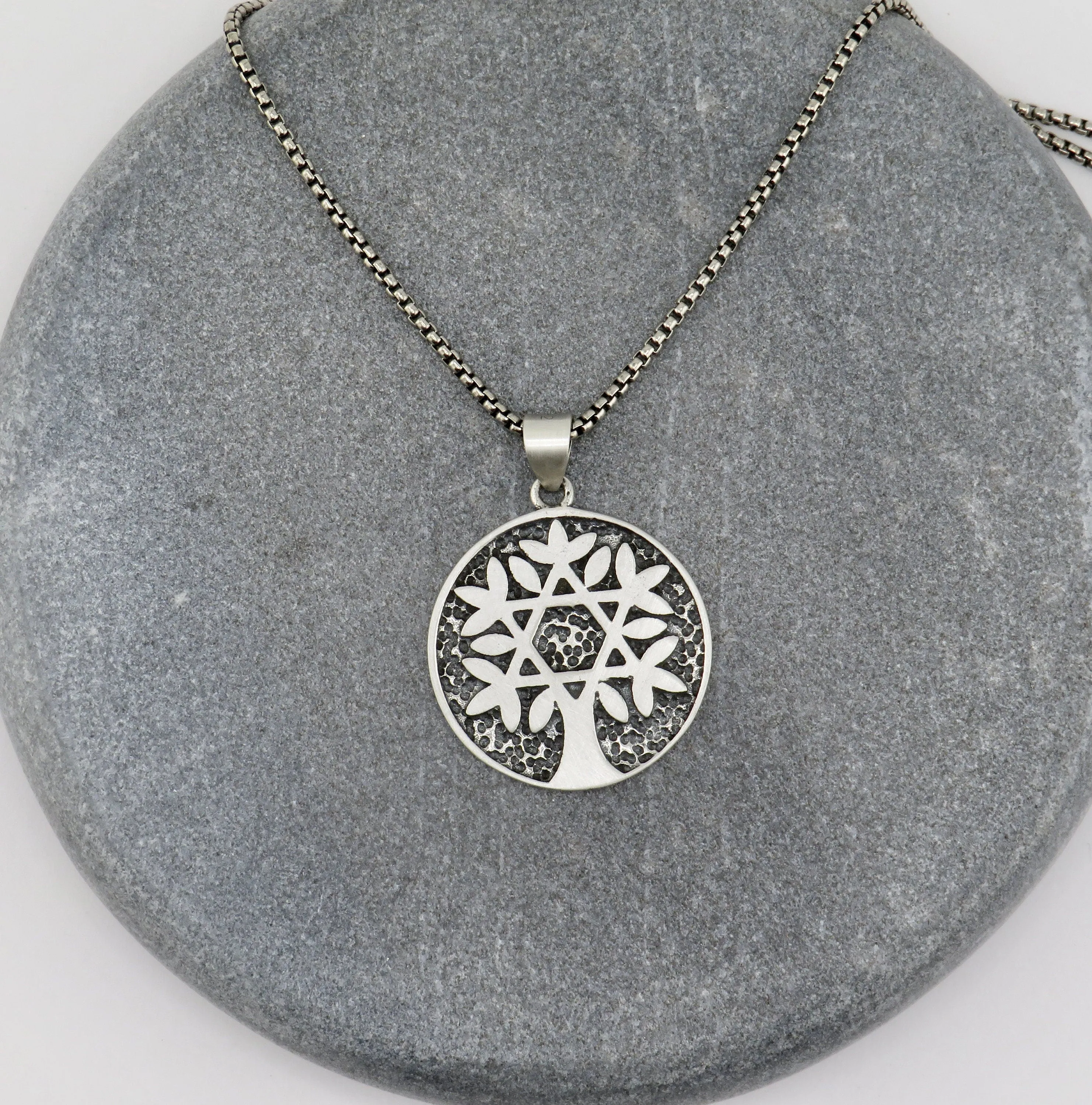 Tree of Life Star of David Medallion Necklace