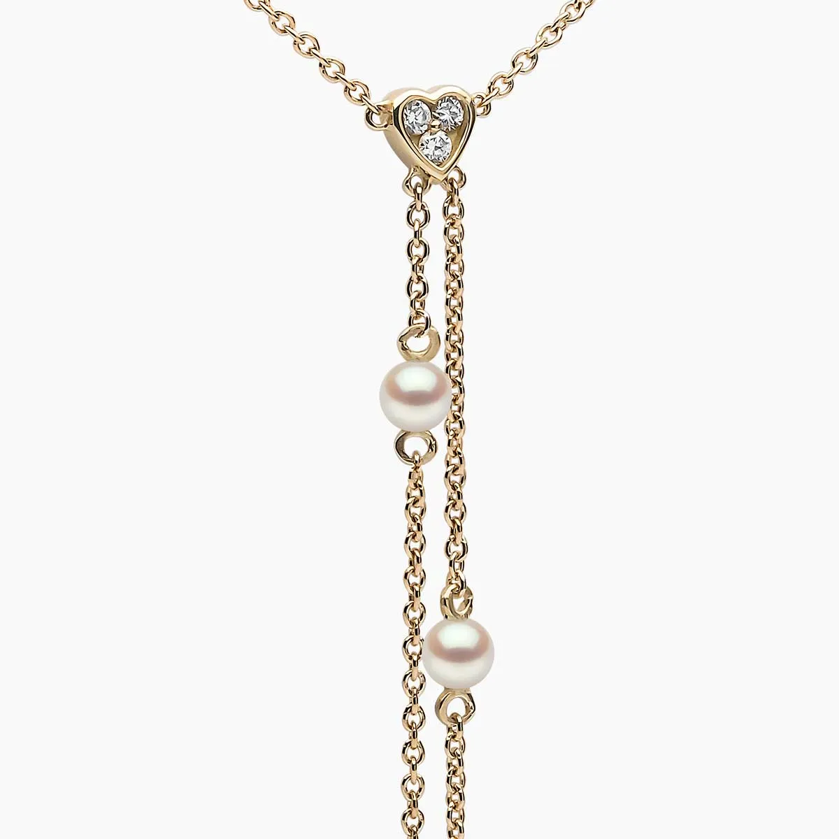 Trend 18K Gold Freshwater Pearl And Diamond Heart Necklace