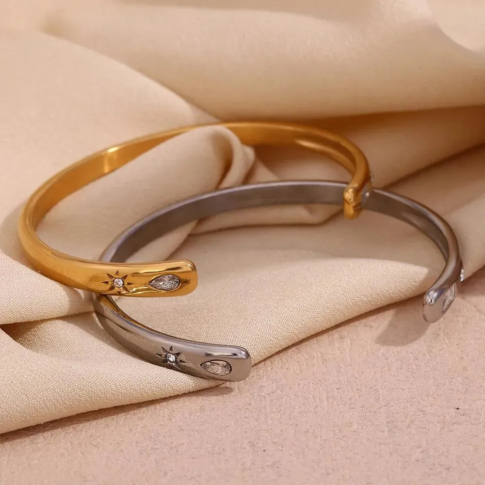 Trendy Gold and Silver Stainless Steel Bangles – Hypoallergenic for Women