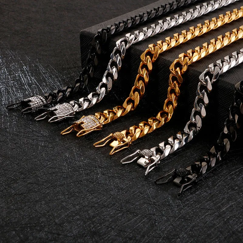 Trendy Handmade Titanium Steel Bracelet for Men and Women - Stylish Hip-Hop European and American Six-Sided Chain Jewelry