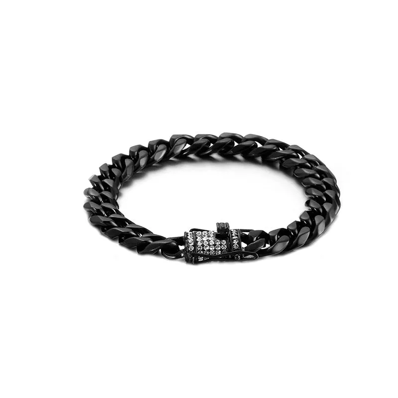 Trendy Handmade Titanium Steel Bracelet for Men and Women - Stylish Hip-Hop European and American Six-Sided Chain Jewelry