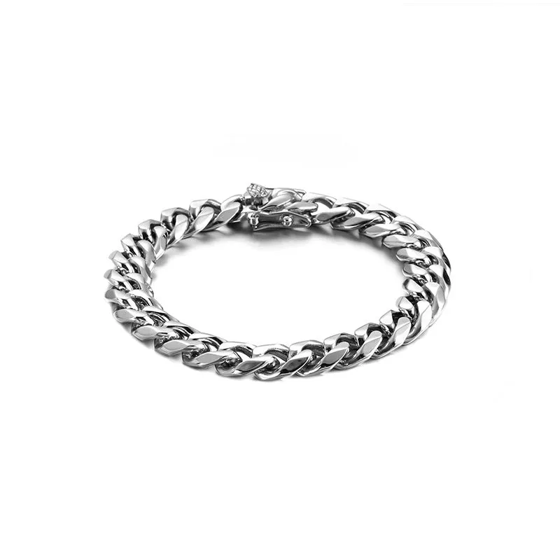 Trendy Handmade Titanium Steel Bracelet for Men and Women - Stylish Hip-Hop European and American Six-Sided Chain Jewelry