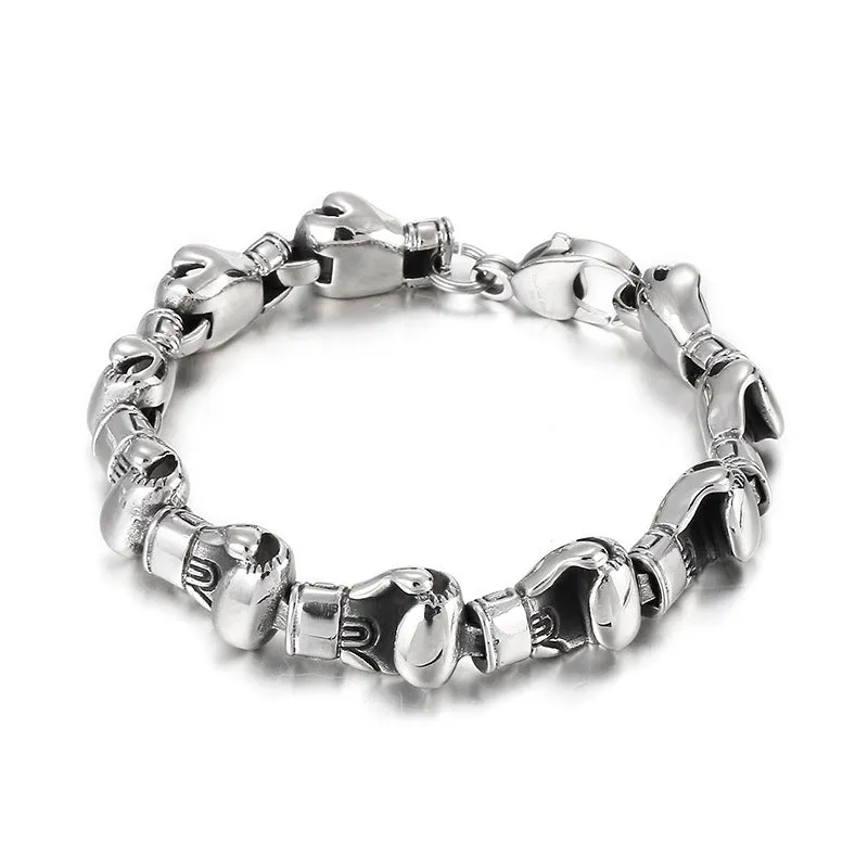 Trendy Hip-Hop Inspired Men's Titanium Steel Boxing Bracelet - European & American Style