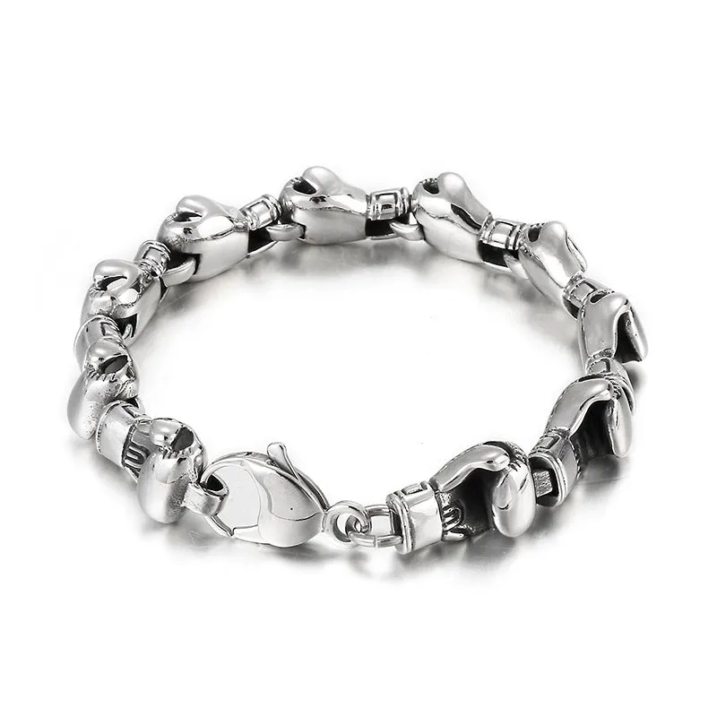 Trendy Hip-Hop Inspired Men's Titanium Steel Boxing Bracelet - European & American Style